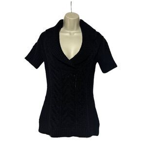 BCBG MAXAZRIA Women’s Black Short Sleeved Sweater Size Small